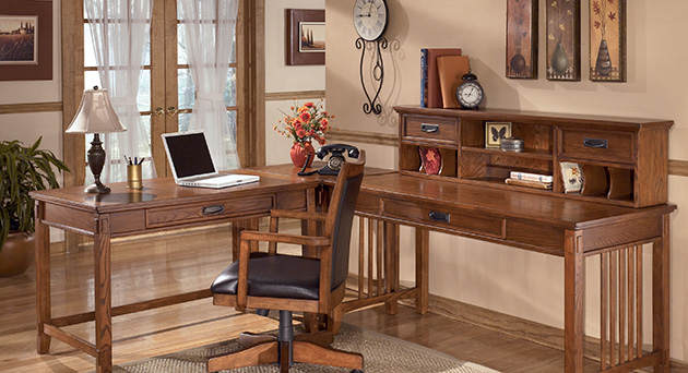 Cross Island L-Shape Desk w/ Credenza & Low Hutch